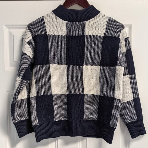 Pink Martini Sweaters - Navy plaid checkered sweater